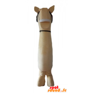 Cavallo mascotte grossa beige e marrone, molto realistico - MASFR23227 - Cavallo mascotte