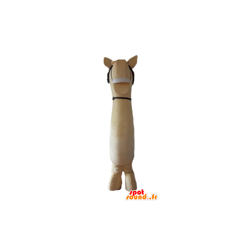 Cavallo mascotte grossa beige e marrone, molto realistico - MASFR23227 - Cavallo mascotte