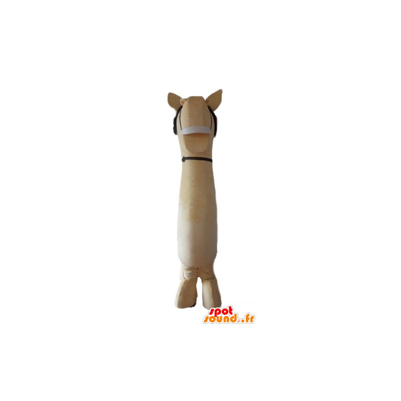 Mascot stor hest beige og brun, veldig realistisk - MASFR23227 - hest maskoter