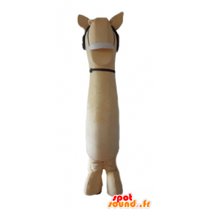 Μασκότ μεγάλο άλογο μπεζ και καφέ, πολύ ρεαλιστικό - MASFR23227 - μασκότ άλογο