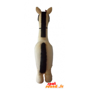 Mascote grande cavalo bege e castanho, muito realista - MASFR23227 - mascotes cavalo