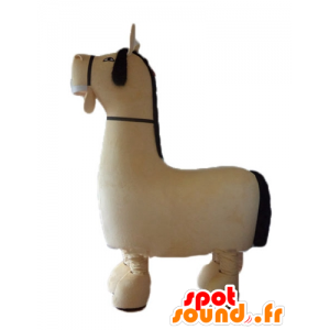 Cavallo mascotte grossa beige e marrone, molto realistico - MASFR23227 - Cavallo mascotte