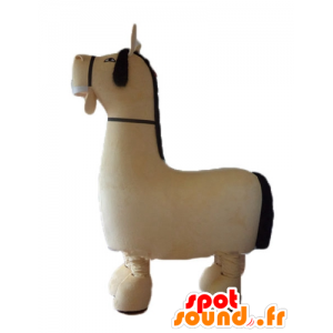 Maskot velký kůň béžové a hnědé, velmi realistický - MASFR23227 - kůň maskoti