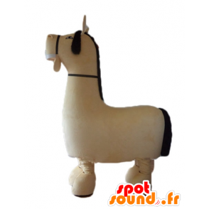 Cavallo mascotte grossa beige e marrone, molto realistico - MASFR23227 - Cavallo mascotte