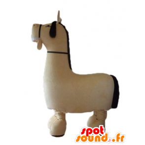 Maskot velký kůň béžové a hnědé, velmi realistický - MASFR23227 - kůň maskoti
