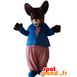 Mascotte de gros rat marron, de souris en tenue colorée - MASFR23229 - Mascotte de souris