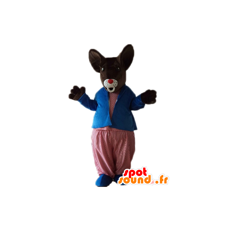 Mascotte de gros rat marron, de souris en tenue colorée - MASFR23229 - Mascotte de souris