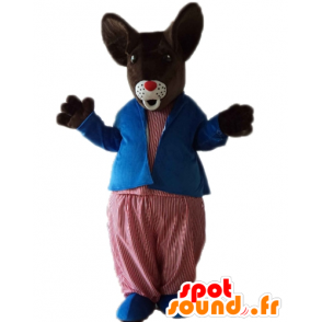 Mascotte de gros rat marron, de souris en tenue colorée - MASFR23229 - Mascotte de souris