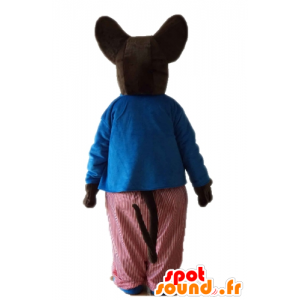 Mascotte de gros rat marron, de souris en tenue colorée - MASFR23229 - Mascotte de souris