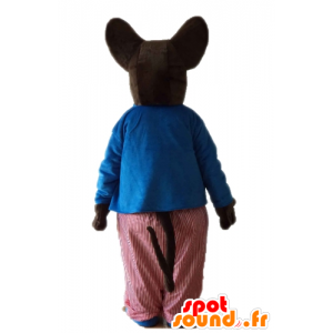 Mascotte grote bruine rat, muis in kleurrijke outfit - MASFR23229 - Mouse Mascot