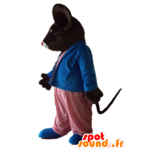 Mascotte grote bruine rat, muis in kleurrijke outfit - MASFR23229 - Mouse Mascot