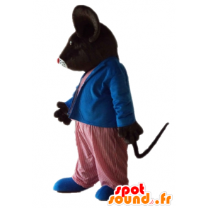 Maskot stor brun rotte, mus i fargerike antrekk - MASFR23229 - mus Mascot