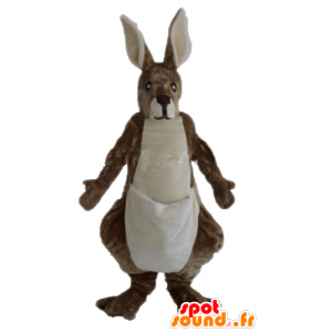 Bruine en witte kangoeroe mascotte, reus, zachte en harige - MASFR23230 - Kangaroo mascottes