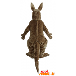 Mascotte de kangourou marron et blanc, géant, doux et poilu - MASFR23230 - Mascottes Kangourou