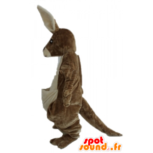 Mascotte de kangourou marron et blanc, géant, doux et poilu - MASFR23230 - Mascottes Kangourou
