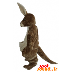 Bruine en witte kangoeroe mascotte, reus, zachte en harige - MASFR23230 - Kangaroo mascottes