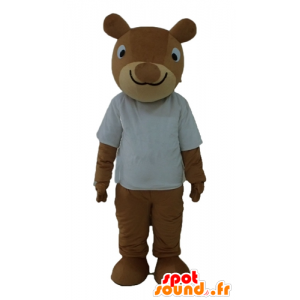 Mascot brown squirrel, smiling, with white shirt - MASFR23234 - Mascots squirrel