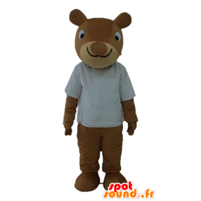 Mascot scoiattolo marrone, sorridente, con la camicia bianca - MASFR23234 - Scoiattolo mascotte