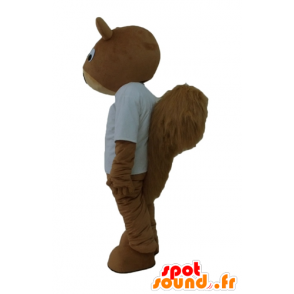 Mascot brown squirrel, smiling, with white shirt - MASFR23234 - Mascots squirrel