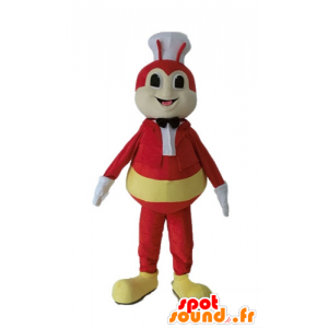 Mascotte de mouche, d'insecte jaune et rouge, avec une toque - MASFR23235 - Mascottes Insecte