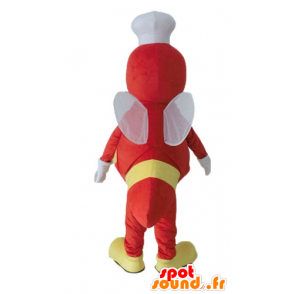 Fly mascot, yellow and red bug with a toque - MASFR23235 - Mascots insect