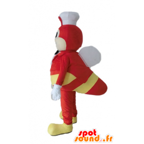 Fly mascotte, insetto di colore giallo e rosso con un cappello - MASFR23235 - Insetto mascotte