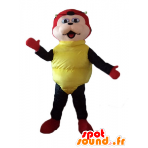 Mascot rood lieveheersbeestje, zwart en geel, met stippen - MASFR23237 - mascottes Insect