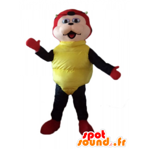 Mascot rød marihøne, svart og gul, med prikker - MASFR23237 - Maskoter Insect