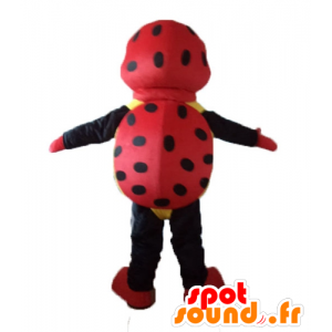 Ladybug maskot rød, sort og gul, prikker - Spotsound maskot