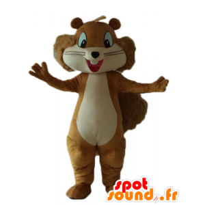 Maskotti ruskean ja beigen orava, hymyilevä ja karvainen - MASFR23239 - maskotteja orava