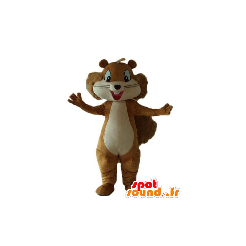 Mascot marrom e bege esquilo, sorrindo e peludo - MASFR23239 - mascotes Squirrel