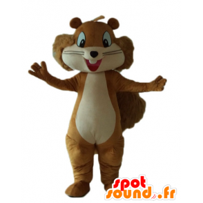 Maskottchen-braun und beige Eichhörnchen, lächelnd und behaart - MASFR23239 - Maskottchen Eichhörnchen
