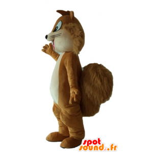 Mascot bruin en beige eekhoorn, lachend en harige - MASFR23239 - mascottes Squirrel