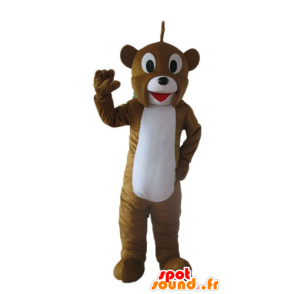 Mascot brown and white bear, friendly and smiling - MASFR23240 - Bear mascot