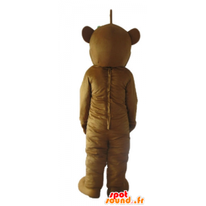 Mascotte d'ours marron et blanc, sympathique et souriant - MASFR23240 - Mascotte d'ours
