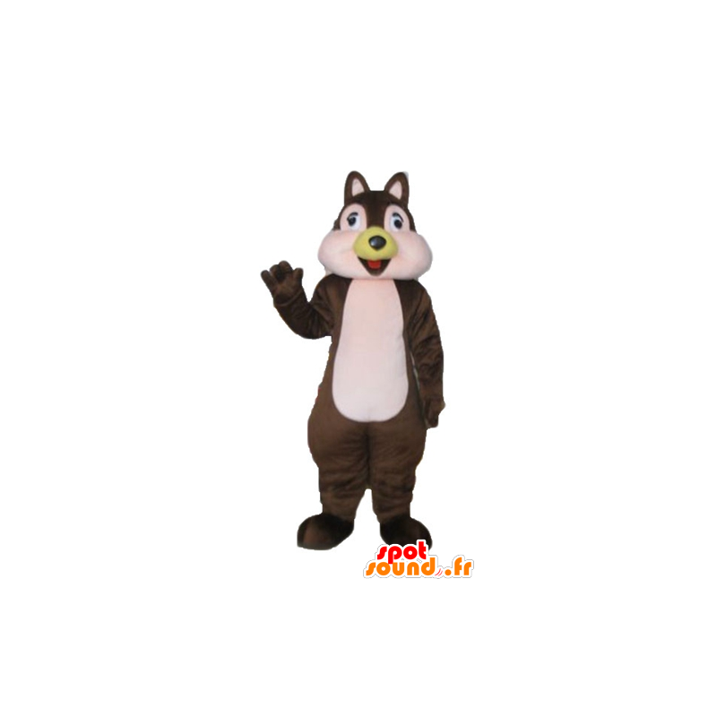 Mascot marrom e esquilo rosa, Tic Tac ou - MASFR23241 - mascotes Squirrel