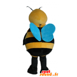 Mascot grande ape nero, giallo e blu - MASFR23242 - Ape mascotte