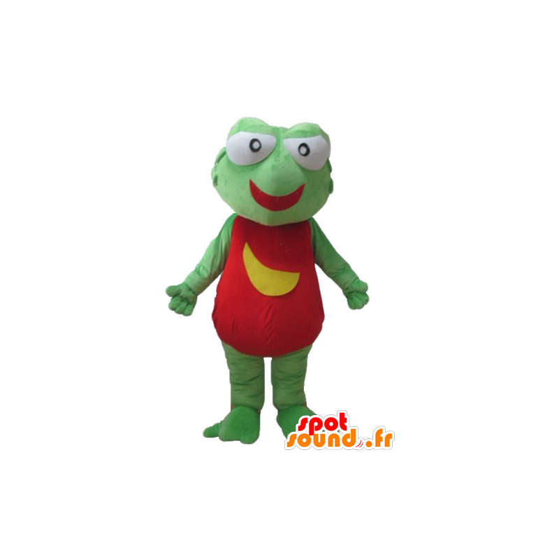 Μασκότ πράσινος βάτραχος, κόκκινο και κίτρινο γίγαντα - MASFR23243 - Δάσος Ζώα