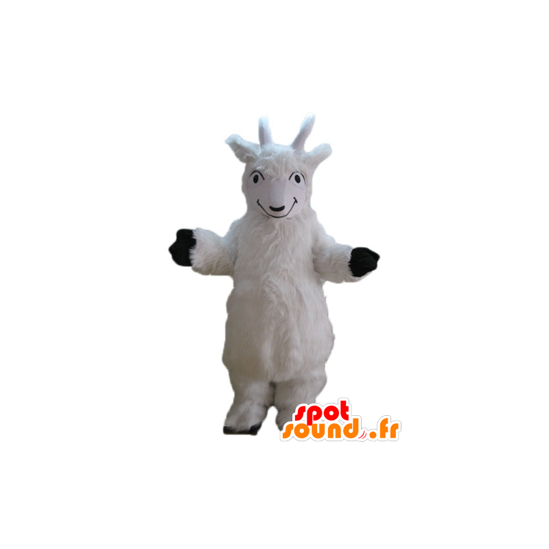 Mascotte de bouc, de chèvre blanche, de cabri tout poilu - MASFR23246 - Mascottes Boucs et Chèvres