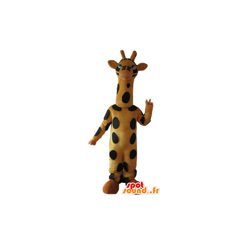 Mascot van zwarte en gele giraffe, lang, mooi - MASFR23247 - mascottes Giraffe