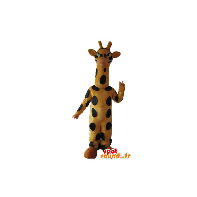 Mascote do girafa preto e amarelo, alto, bonito - MASFR23247 - mascotes Giraffe