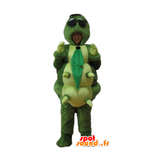 Mascot big green caterpillar, orange, yellow and blue giant - MASFR23249 - Mascots insect