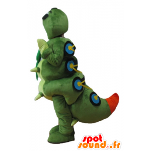 Mascotte grote groene rups, oranje, geel en blauw reus - MASFR23249 - mascottes Insect