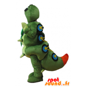 Mascot big green caterpillar, orange, yellow and blue giant - MASFR23249 - Mascots insect