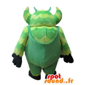 Green monster mascot, in overalls, very big and funny - MASFR23250 - Monsters mascots