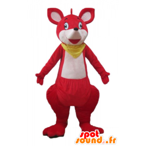 Red and white kangaroo mascot with a scarf - MASFR23252 - Kangaroo mascots