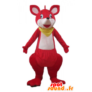 Rosso e bianco canguro mascotte con una sciarpa - MASFR23252 - Mascotte di canguro