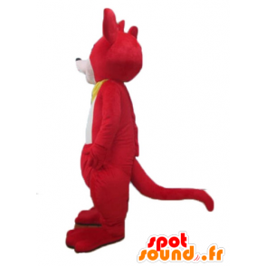 Rosso e bianco canguro mascotte con una sciarpa - MASFR23252 - Mascotte di canguro