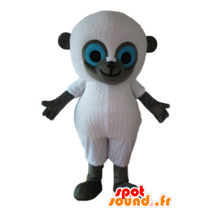 Mascotte de mouton blanc et gris, aux yeux bleus - MASFR23254 - Mascottes Mouton