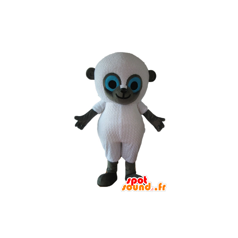 Mascot white and gray sheep, blue eyes - MASFR23254 - Mascots sheep